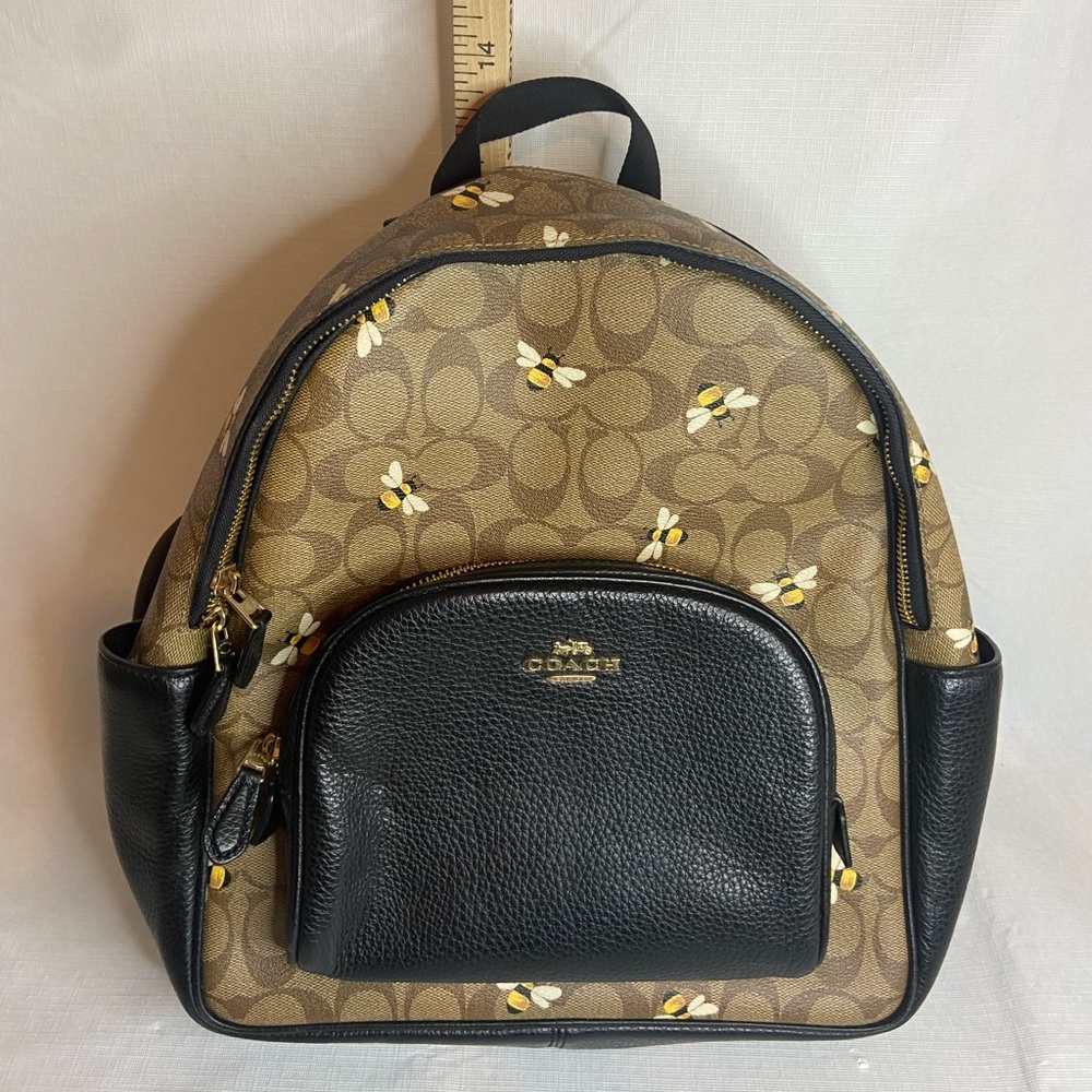 Coach Court Women's Backpack In Signature Canvas & Leather W/ Bee Print (C8592) - Picture 11 of 13